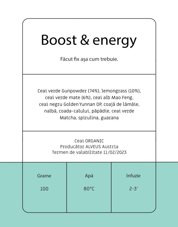 Boost & energy - Ceai energizant cu ceai verde, ceai alb şi ceai negru