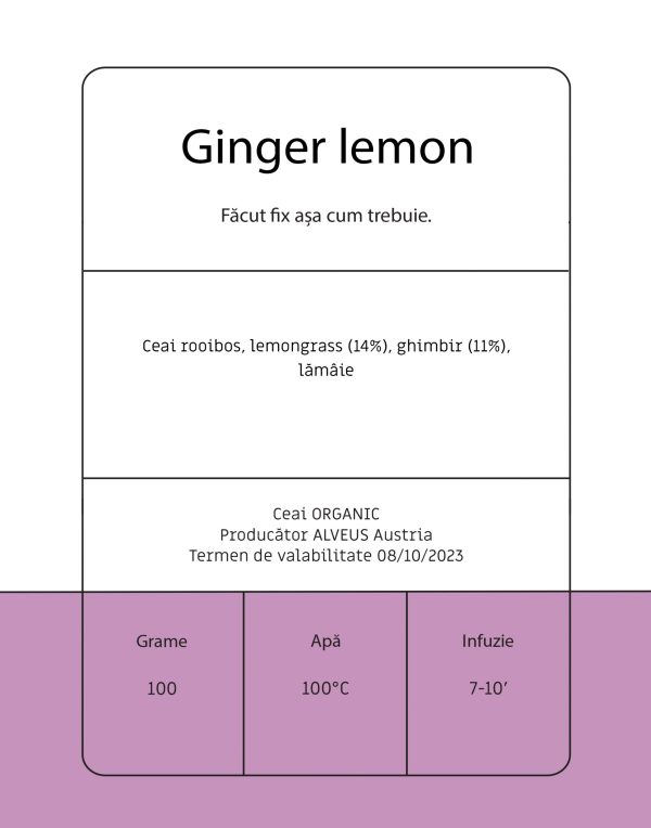 Ginger lemon - Ceai rooibos cu lămâie şi ghimbir