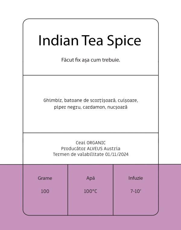 Indian Tea Spice - Ceai de ghimbir cu scorţişoară