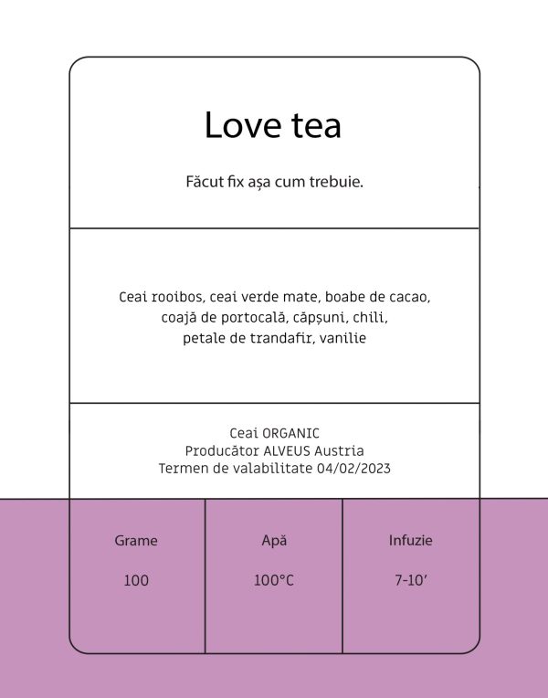 Love tea - Ceai rooibos, ceai verde mate şi boabe de cacao