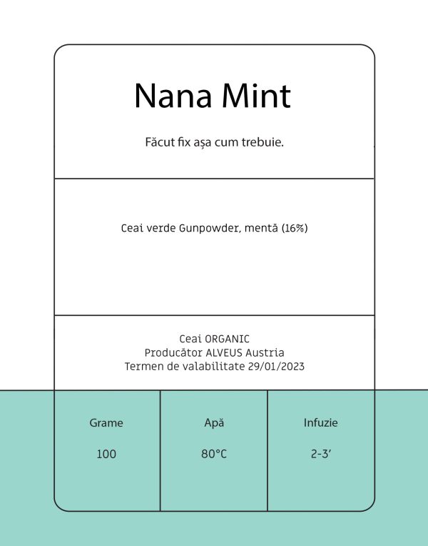 Nana Mint - Ceai verde Gunpowder, menta