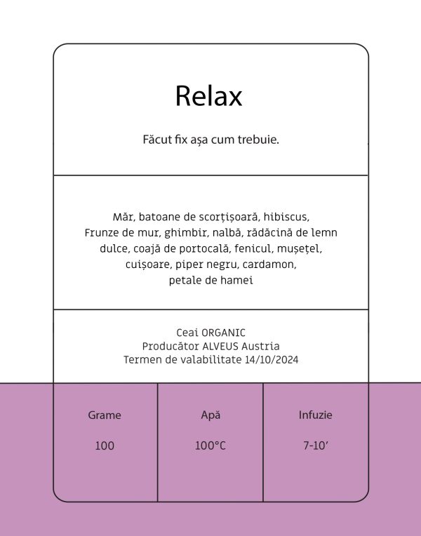 Relax - Ceai de hibiscus, scorţişoară şi ghimbir