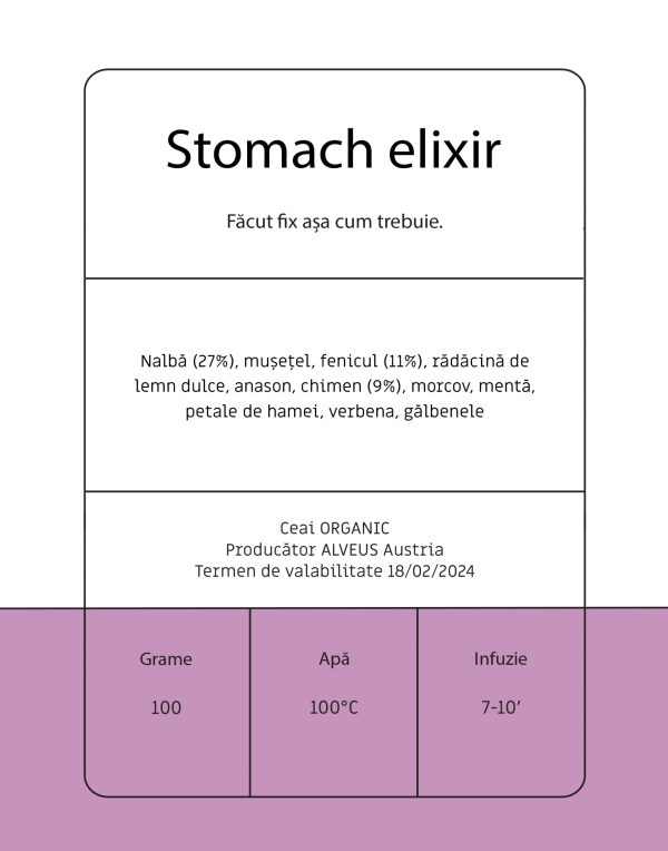 Stomach elixir - Ceai digestiv cu nalbă, muşetel şi fenicul