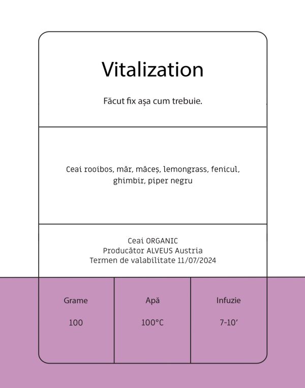 Vitalization - Ceai rooibos, lemongrass şi fenicul