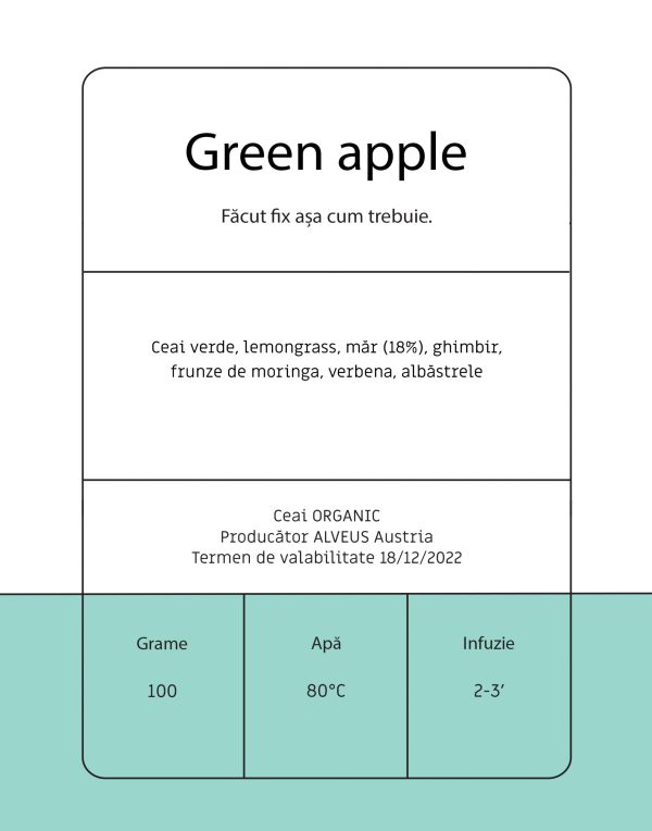 Green apple - Ceai verde cu măr şi lemongrass