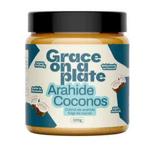 Unt de arahide cu cocos grace on a plate