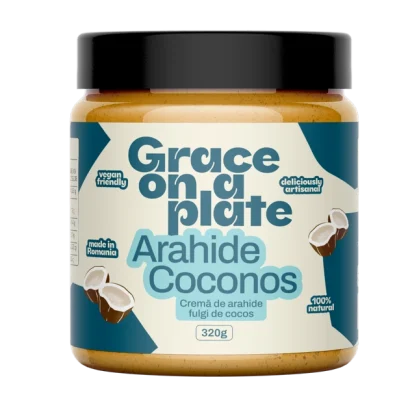 Unt de arahide cu cocos grace on a plate