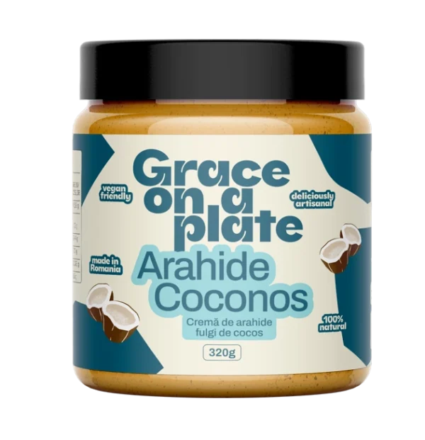 Unt de arahide cu cocos grace on a plate